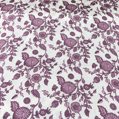 White & Light Purple Floral Jal Modal Satin Printed