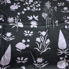 Black & Light Lavender Floral Modal Satin Printed