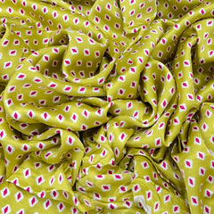 Lime Green Diamond Modal Satin Printed