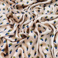 Light Peach & Yellow Floral Modal Satin Printed