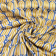 Light Peach & Yellow Geometric Modal Satin Printed