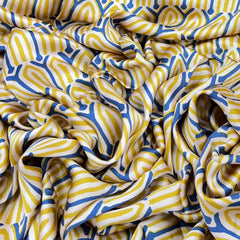 Light Peach & Yellow Geometric Modal Satin Printed