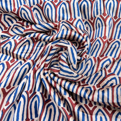 Light Peach & Maroon Geometric Modal Satin Printed