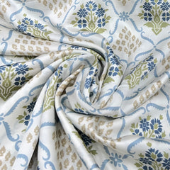 White & Blue Floral Jal Modal Satin Printed