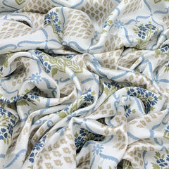 White & Blue Floral Jal Modal Satin Printed