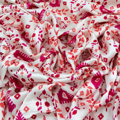 White & Blue Geometric Modal Satin Printed