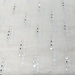 White Mirror Work Mul Chanderi Embroidery