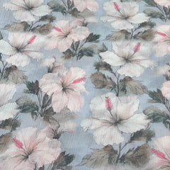 Blue Multicolor Floral Print Crush Cotton