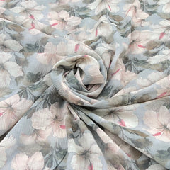 Blue Multicolor Floral Print Crush Cotton