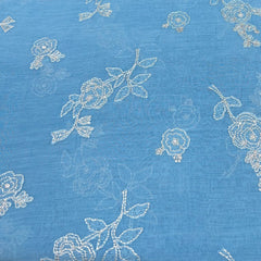 Bright Blue Floral Butti Zari Mul Chanderi Embroidery