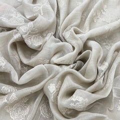Beige Floral Butti Zari Mul Chanderi Embroidery