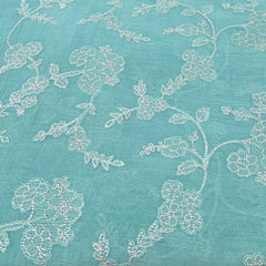 Sea Green Floral Jal Zari Mul Chanderi Embroidery