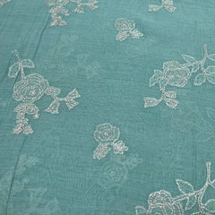 Sea Green Floral Butti Zari Mul Chanderi Embroidery