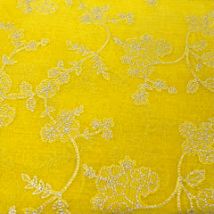 Bright Yellow Floral Jal Zari Mul Chanderi Embroidery