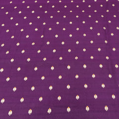 Bright Purple Floral Butti Textured Silk Brocade