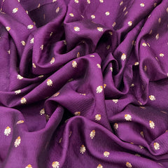 Bright Purple Floral Butti Textured Silk Brocade