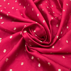 Rani Pink Floral Meenakari Butti Textured Silk Brocade