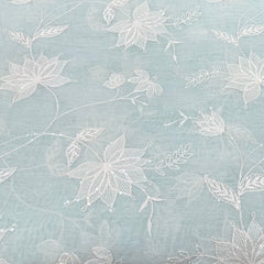 Light Mint Green Floral Jal Thread Sequins Mul Chanderi Embroidery