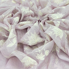 Lavender Floral Jal Thread Sequins Mul Chanderi Embroidery