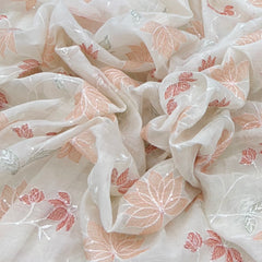 Off White Multicolor Floral Jal Thread Sequins Mul Chanderi Embroidery