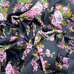 Black Floral Printed Cotton