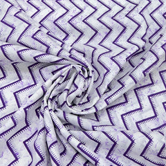 Purple White Zig Zag Printed Cotton