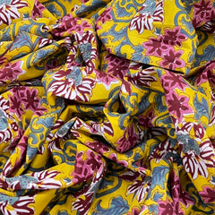 Yellow Floral Printed Cotton