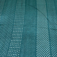 Teal Green Diamond Dot Printed Tussar Silk