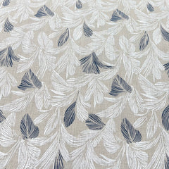 Natural Beige Leaf Printed Linen