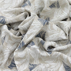 Natural Beige Leaf Printed Linen