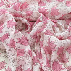 Pink Floral Overall Printed Chanderi