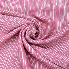 Pink Off White Stripes Printed Chanderi
