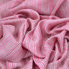 Pink Off White Stripes Printed Chanderi