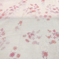 Peach Pink Floral Butti Printed Chanderi
