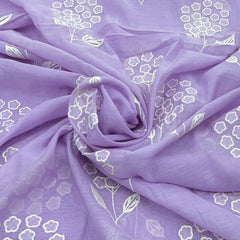 Lavender Floral Applique Mul Chanderi Embroidery