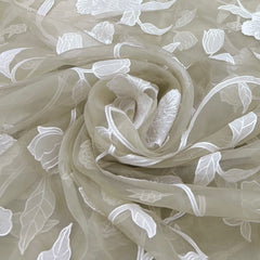 Light Beige Floral Jal Applique Organza Embroidery