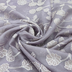 Lavender Floral Jal Applique Organza Embroidery