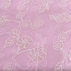 Light Pink Floral Jal Applique Organza Embroidery