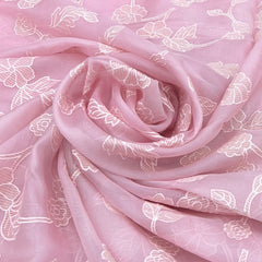 Light Pink Floral Jal Applique Organza Embroidery