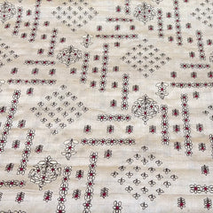 Natural Beige Geometric Thread Pure Tussar Embroidery