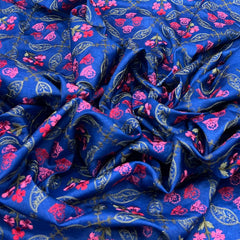 Royal Blue Phulkari Thread Pure Tussar Embroidery