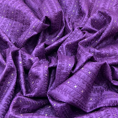 Purple Tussar Silk Sequins and Thread Embroidery