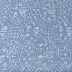 Grey Blue Thread Slub Silk Embroidery