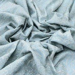 Pastel Blue Thread Zari Slub Silk Embroidery