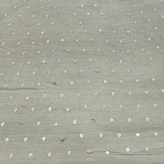 Grey Sequins Butti Slub Silk Embroidery