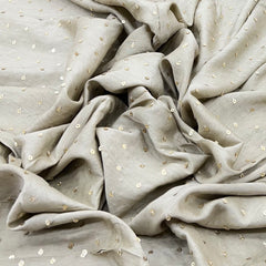 Grey Sequins Butti Slub Silk Embroidery