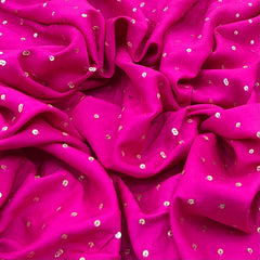 Rani Pink Sequins Butti Slub Silk Embroidery