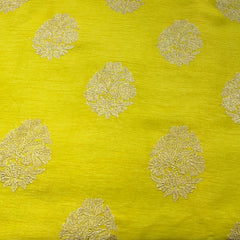 Lime Green Flower Butti Slub Silk Embroidery