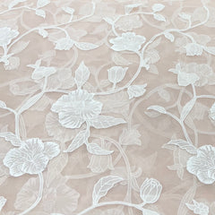 Light Peach Floral Jal Applique Organza Embroidery