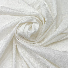 White Floral Self Jal Slub Silk Embroidery